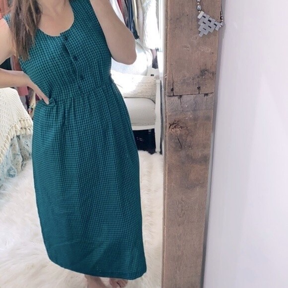 Vintage blue and green maxi dress size 14-16 - Picture 1 of 11